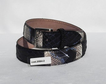 PYTHON PATCHWORK - Cinturón de patchwork para hombre en pitón real. Alto 4 cm. Artesanía fina made in Italy