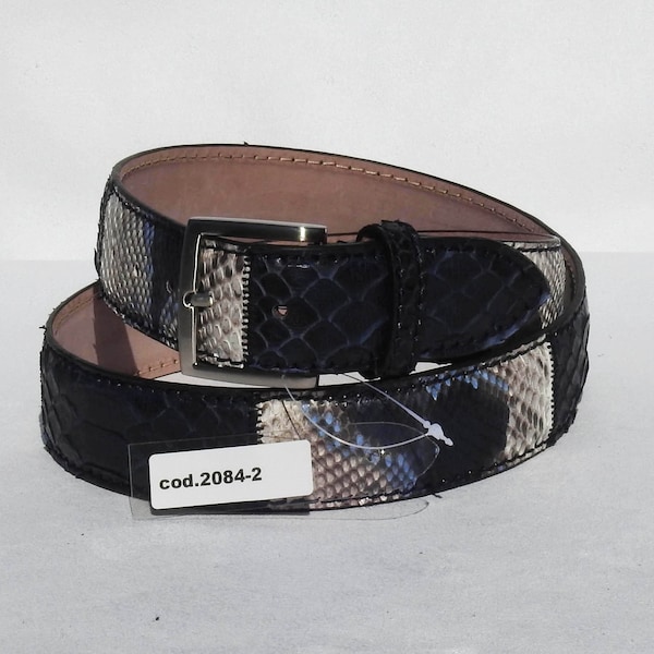 PYTHON PATCHWORK - Ceinture patchwork homme en python réel. Hauteur 4 cm. Artisanat raffiné Made in Italy