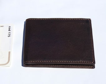 SMALL - Small man wallet in real cow with coin purse. Black or brown. Handcrafted model. Free initial engraving