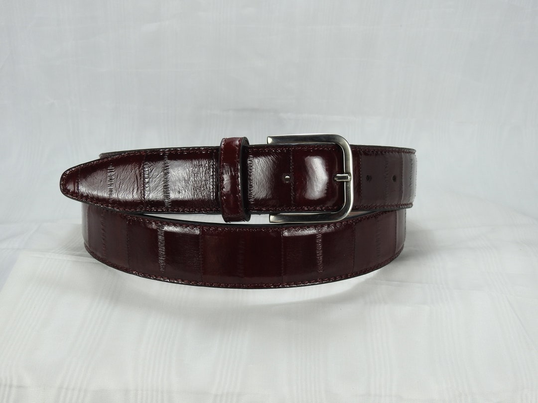 ANGUILLA Shiny Men's Belt in Genuine Eel Leather. Various Colors