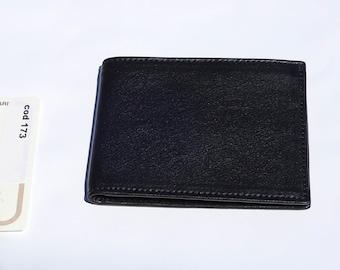 SMALL - Small man wallet in real cow with paper holder. Black or brown. Handcrafted model. Free initial engraving