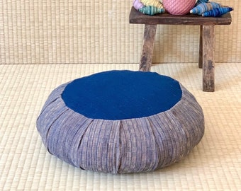 Raku zafu comfort indigo blue+tree bark beige - RKZ3