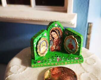 1:12 Handmade Mexican Style Miniature Virgen de Guadalupe Prayer Altarpiece