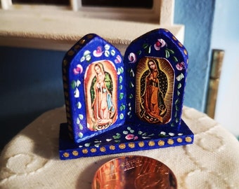 1:12 Handmade Mexican Style Miniature Virgen de Guadalupe Prayer Altarpiece