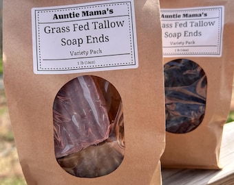 Very Thin Cut Grass Fed Tallow Bar Soap Ends - 1 lb Sampler