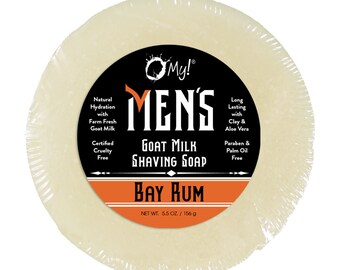 O My! Goat Milk Shaving Soap | Free of Parabens & More | Shea Butter and Vit E | Handcrafted in USA