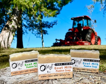 O My! Goat Milk Pumice Soap 6oz | Made with Farm-Fresh Goat Milk | Free of Parabens & More | Handcrafted USA