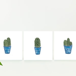 Cartes aquarelle cactus pour remerciements, écriture de lettres, vierges à l'intérieur. Petit cadeau parfait pour la fête des mères ou un anniversaire