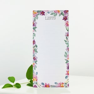 Peony List Pad with 50 quality tear off sheets and optional magnet, makes a perfect Mother’s Day or birthday present.