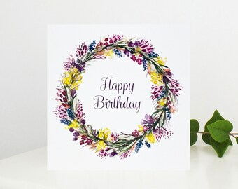 Floral wreath birthday card