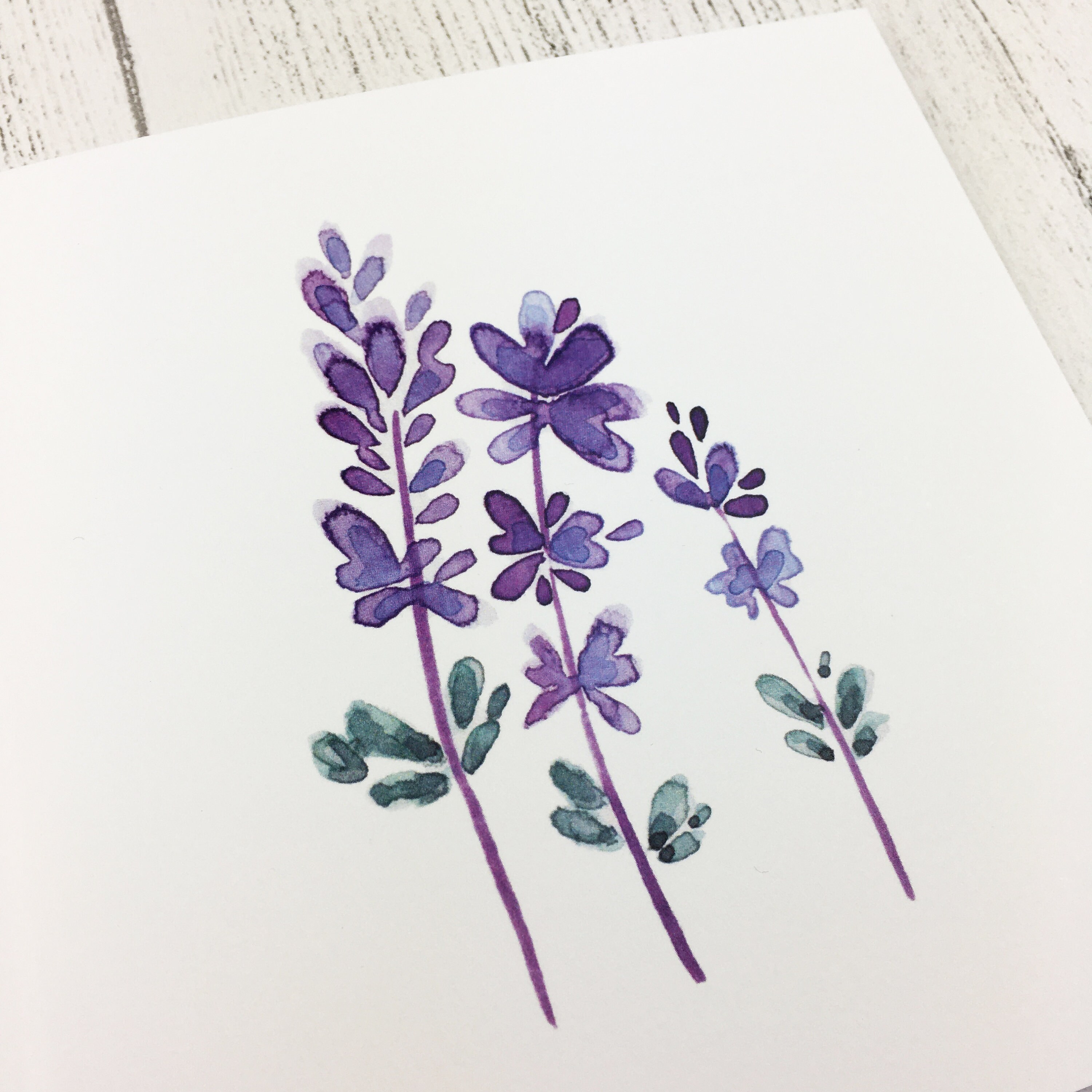Watercolour Lavender Greetings Card Blank Inside for - Etsy Singapore