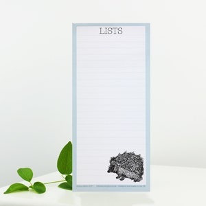 Hedgehog List Pad with 50 quality tear off sheets and optional magnet, a perfect Mother’s Day or birthday gift.