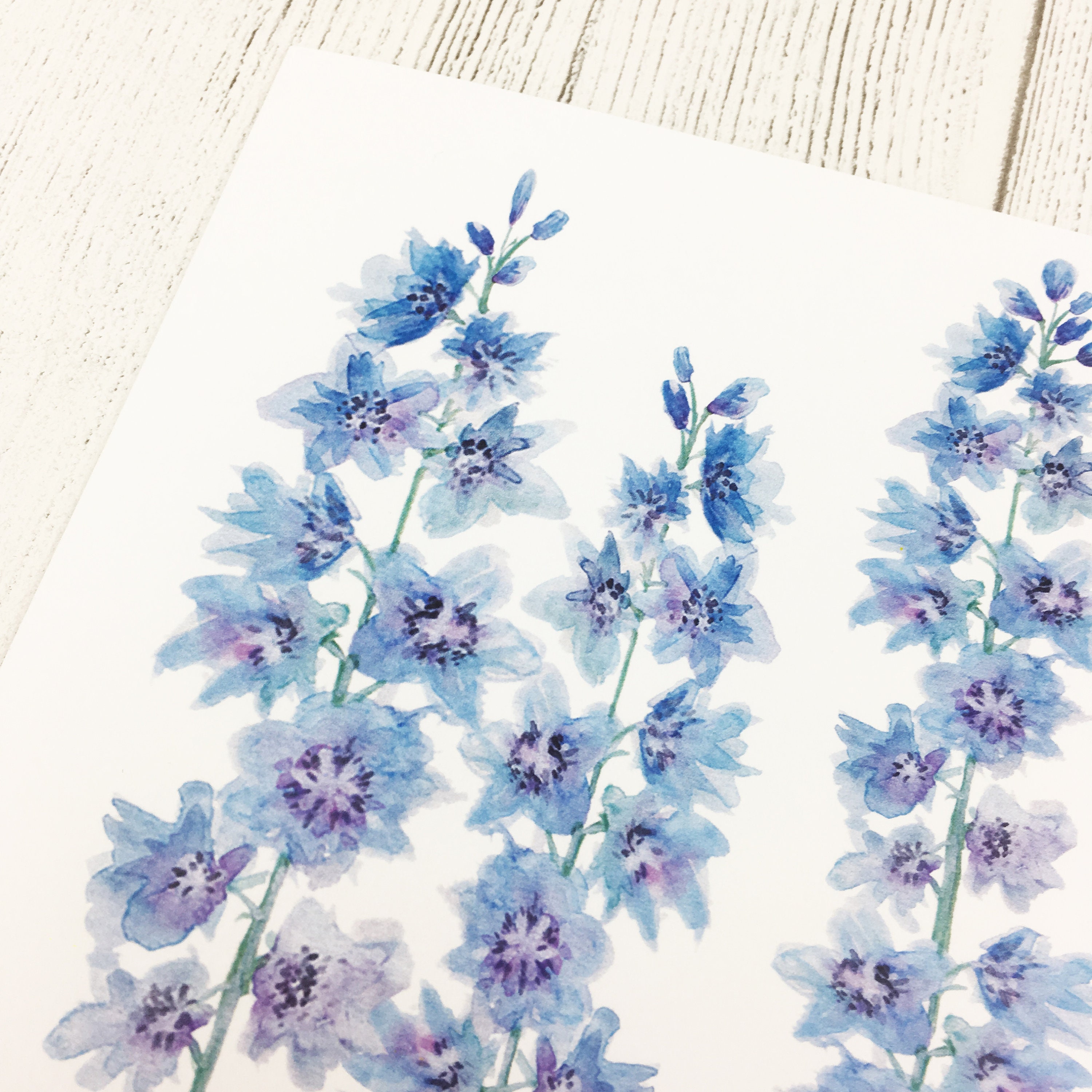 Watercolour Delphinium Greetings Card for Mothers Day - Etsy UK