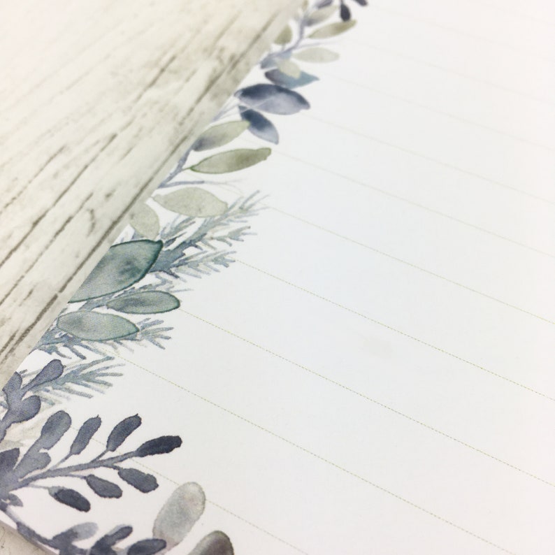 List Pad in shades of soft blue and grey in a foliage design, with 50 tear off sheets and optional magnet, for Mothers Day and Birthday image 4