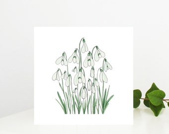 Watercolour Snowdrop card for Mother’s Day, birthday, anniversaries, thank you notes and invitations, blank inside.