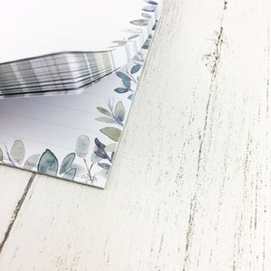 List Pad in shades of soft blue and grey in a foliage design, with 50 tear off sheets and optional magnet, for Mothers Day and Birthday image 7