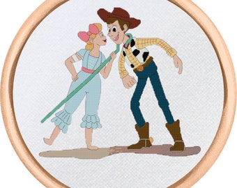 Woody & Bo Korsstygnsmönster - Toy Story