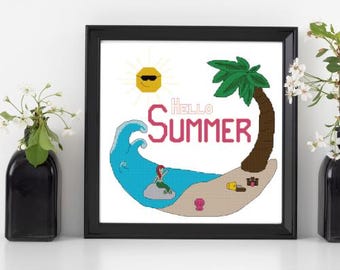 Hello Summer Cross Stitch Pattern