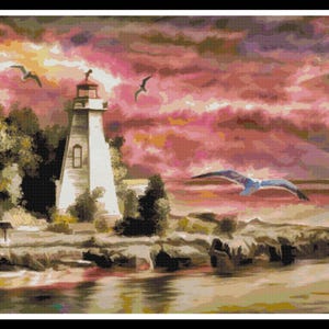 Lighthouse Cross Stitch Pattern - Nautical Cross Stitch - PDF Download