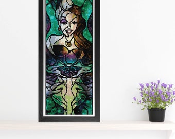 Ursula MINI Cross Stitch Pattern - Stained Glass - Mandie Manzano Art