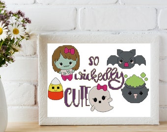 Wickedly Cute Cross Stitch Pattern - PDF Download - Halloween