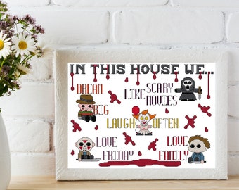 This House Loves Horror Cross Stitch Pattern - PDF Download - Halloween