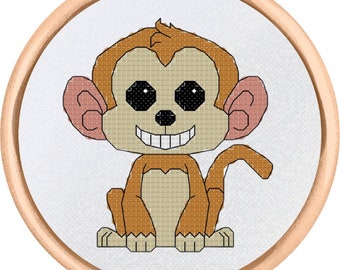 Monkey Cross Stitch Pattern - PDF Download