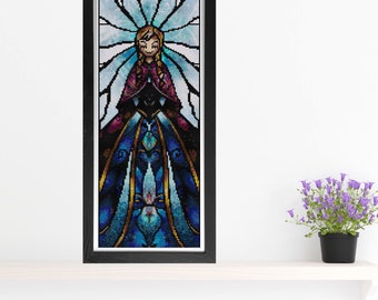 Anna MINI Cross Stitch Pattern - Stained Glass - Mandie Manzano Art