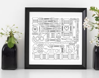Blackwork Cross Stitch Pattern - Cross Stitch Is Life - PDF Download