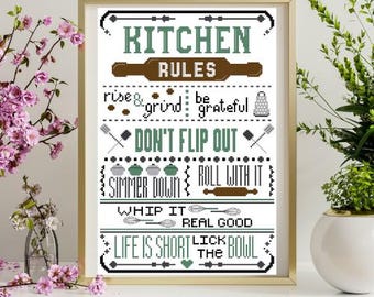 Kitchen Rules Cross Stitch Pattern