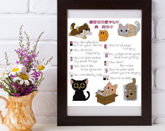 Secretly a Cat Cross Stitch Pattern - PDF Download