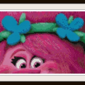 Trolls Cross Stitch Pattern - Trolls - Princess Poppy - PDF Download