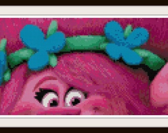 Trolls Cross Stitch Pattern - Trolls - Princess Poppy - PDF Download
