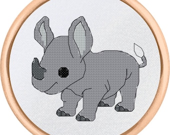 Rhino Cross Stitch Pattern - PDF Download