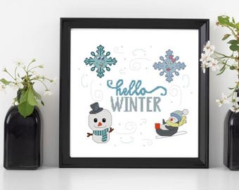 Hello Winter Cross Stitch Pattern