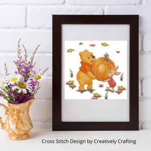 Winne the Pooh Cross Stitch Pattern - Pooh and Piglet Fall Fun