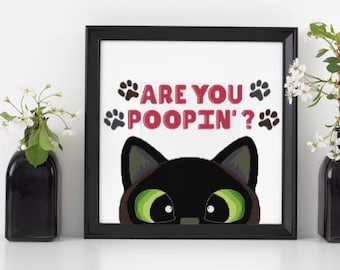 Are You Poopin' Cross Stitch Pattern - Snoopy Black Cat