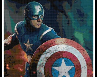 Marvel Cross Stitch Pattern - Captain America Cross Stitch - Superhero - PDF Download