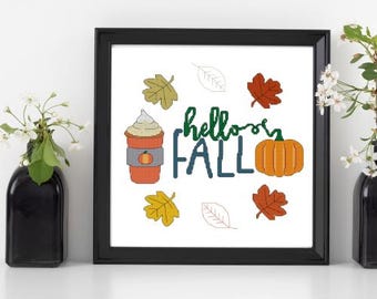 Hello Fall Cross Stitch Pattern