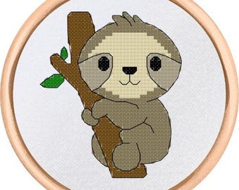 Sloth Cross Stitch Pattern - PDF Download