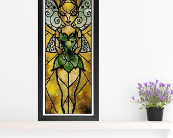 The Fairy MINI Cross Stitch Pattern - Stained Glass - Mandie Manzano Art