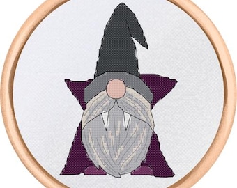Dracula Halloween Gnome Cross Stitch Pattern - PDF Download