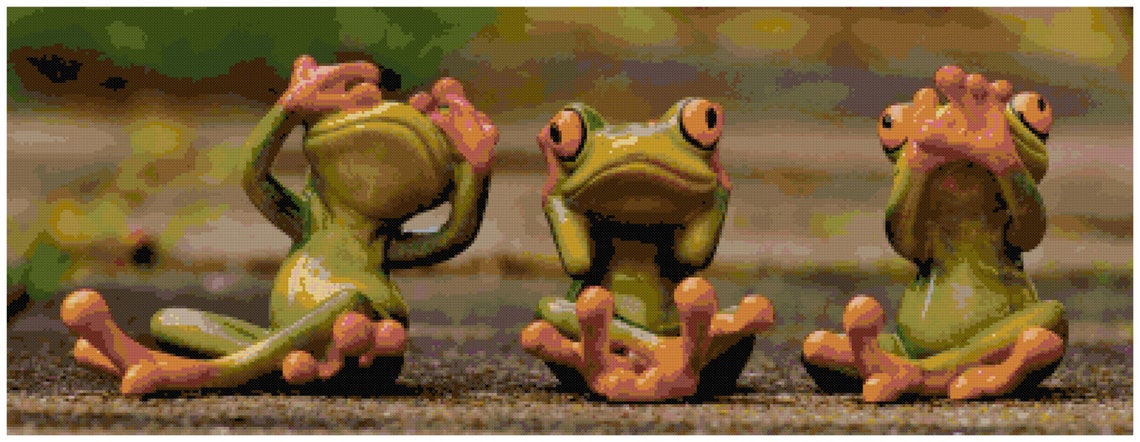 Cross Stitch Frog Pattern PDF Download See No Evil Hear - Etsy