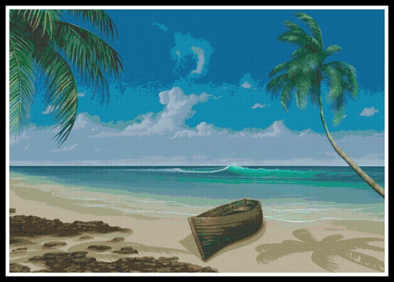 Beach Scenery Cross Stitch Pattern Beach Ocean PDF | Etsy