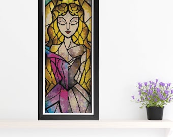 Aurora MINI Cross Stitch Pattern - Stained Glass - Mandie Manzano Art