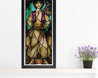 Aladdin MINI Cross Stitch Pattern - Stained Glass - Mandie Manzano Art