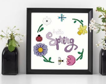 Hello Spring Cross Stitch Pattern