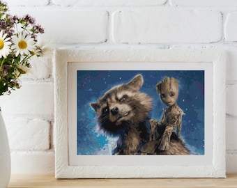 Guardians of the Galaxy Cross Stitch Pattern - Groot - Rocket - PDF Download