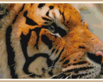 Tiger Cross Stitch Pattern - Animal Cross Stitch - PDF Download