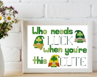 Lucky Kabouters Cross Stitch Patroon - PDF Download - St Patricks Day